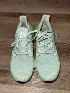 adidas Mint Green Knit Sneakers with Neon Green Accents